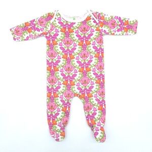 Vera Bradley Footie Sleeper Baby Pink Orange Floral Cotton 3-6 Months